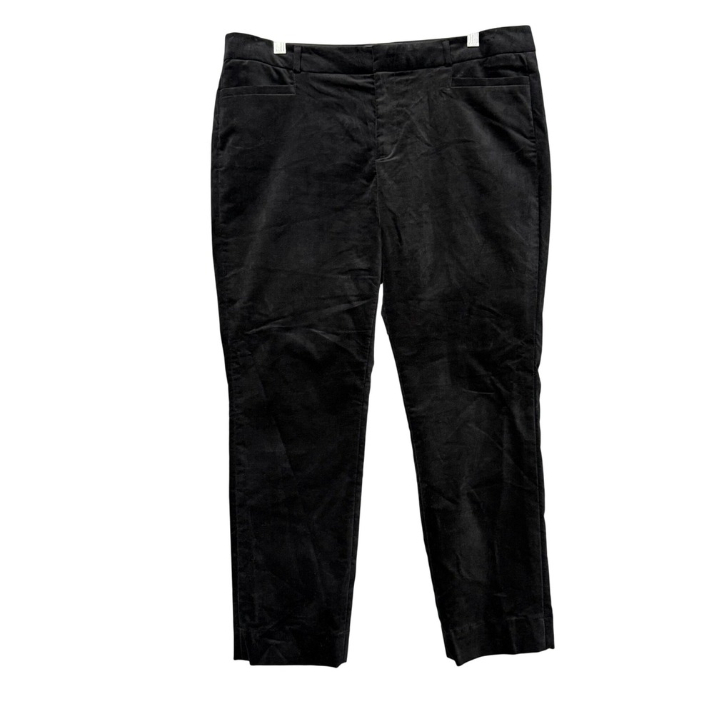 Banana Republic Sloan Fit Pants Women 12 Black Velvet Ankle Slim Stretch Holiday